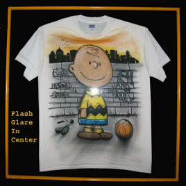 Charlie Brown "In The Hood" Framed Hand-Airbrushed T-Shirt (Professionally Framed In Wood And Glass!