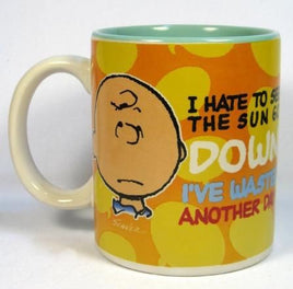 Charlie Brown Philosophy Mug - "I'Ve Wasted Another Day" - On Sale!