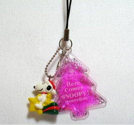 Snoopy Cell Phone Strap With Gel-Filled Tree & Pvc Key Chain