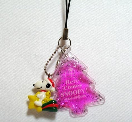 Snoopy Cell Phone Strap With Gel-Filled Tree & Pvc Key Chain