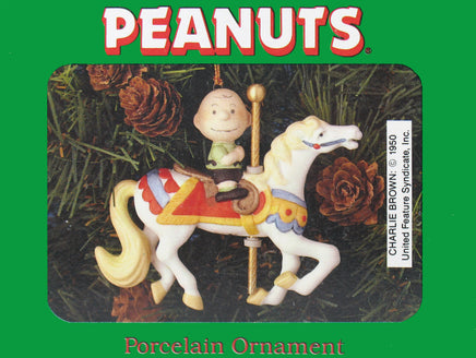 Peanuts Porcelain Carousel Horse Christmas Ornament - Charlie Brown - snoopn4pnuts.com
