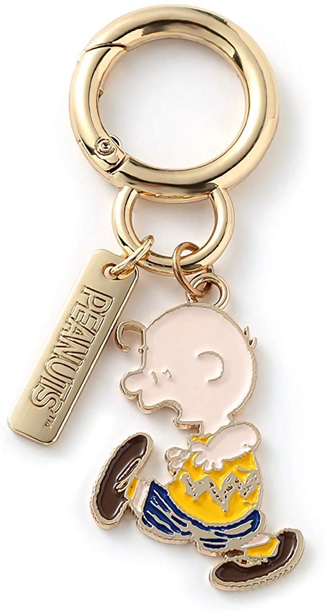 Peanuts 70th Anniversary Double Ring Metal Key Chain - Charlie Brown Walking