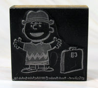 Vintage Steel Print Block (Large) - Charlie Brown With Briefcase