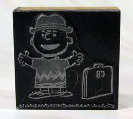Vintage Steel - Plated Print Block (Large) - Charlie Brown With Briefcase RARE! - snoopn4pnuts.com