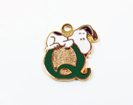 Snoopy Alphabet Cloisonne Charm - Green "Q" - snoopn4pnuts.com