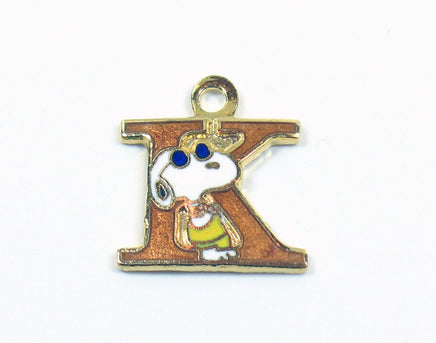 Snoopy Alphabet Cloisonne Charm - Gold "K" - snoopn4pnuts.com