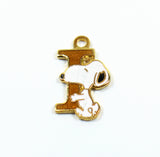 Snoopy Alphabet Cloisonne Charm - Gold "I"