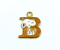 Snoopy Alphabet Cloisonne Charm - Gold 