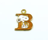 Snoopy Alphabet Cloisonne Charm - Gold "B"