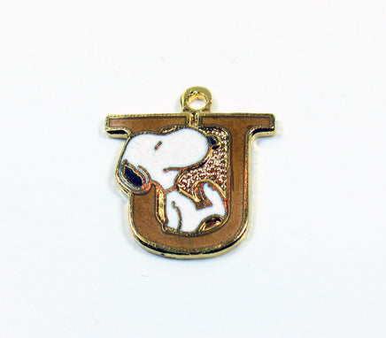 Snoopy Alphabet Cloisonne Charm - Gold "U" - snoopn4pnuts.com