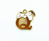 Snoopy Alphabet Cloisonne Charm - Gold "Q"