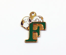 Snoopy Alphabet Cloisonne Charm - Green "F - snoopn4pnuts.com