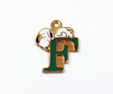 Snoopy Alphabet Cloisonne Charm - Green "F