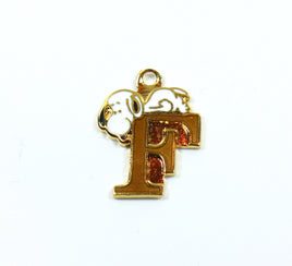 Snoopy Alphabet Cloisonne Charm - Gold "F - snoopn4pnuts.com