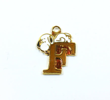 Snoopy Alphabet Cloisonne Charm - Gold "F - snoopn4pnuts.com