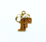 Snoopy Alphabet Cloisonne Charm - Gold "F