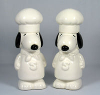 Chef Snoopy Vintage Salt & Pepper Shakers (With Replacement Stoppers)