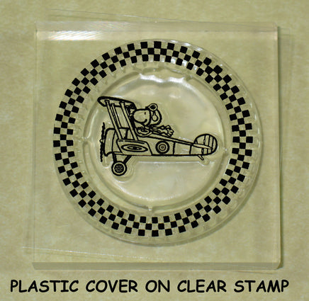 Peanuts Clear Vinyl Stamp On Thick Acrylic Block - Snoopy Flying Ace - snoopn4pnuts.com