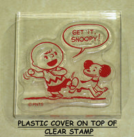 Peanuts Clear Vinyl Stamp On Thick Acrylic Block - Charlie Brown and Snoopy