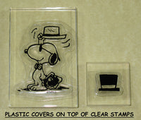 Peanuts Clear Vinyl Stamp Set On Thick Acrylic Blocks - Snoopy Salesman