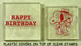 Peanuts Clear Vinyl Stamp Set On Thick Acrylic Blocks -  Happy Birthday/Spike and Snoopy