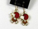 Snoopy Football Player Cloisonne Latch Back Earrings