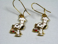 Snoopy Baker Cloisonne Latch Back Earrings