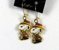 Snoopy Fisherman Cloisonne Latch Back Earrings