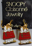 Snoopy's Doghouse Cloisonne Clip-On Earrings
