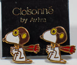 Snoopy Flying Ace Cloisonne Post Earrings