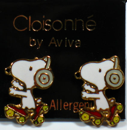 Snoopy Skater Cloisonne Post Earrings - snoopn4pnuts.com