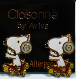 Snoopy Skater Cloisonne Post Earrings
