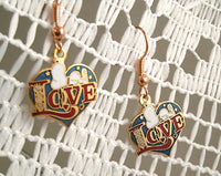 Snoopy LOVE Cloisonne Latch Back Earrings