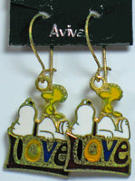 Snoopy LOVE Cloisonne Latch Back Earrings