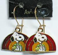 Snoopy Rainbow Cloisonne Latch Back Earrings