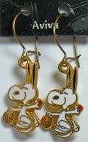 Snoopy Easter Basket Cloisonne Latch Back Earrings