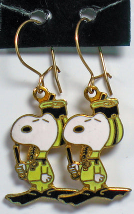 Snoopy Scuba Diver Cloisonne Latch Back Earrings - snoopn4pnuts.com