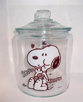 Snoopy's Cookies Glass Cookie Jar - RARE! - snoopn4pnuts.com