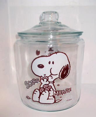 Snoopy's Cookies Glass Cookie Jar - RARE! - snoopn4pnuts.com