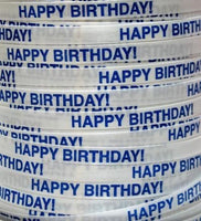 Happy Birthday Ribbon - Blue (3 Yards)