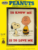 Peanuts Crewel Stitchery Kit - To Know Me Is To Love Me