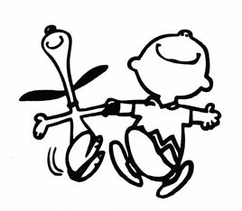 Happy Snoopy and Charlie Brown Die - Cut Vinyl Decal - Black - snoopn4pnuts.com