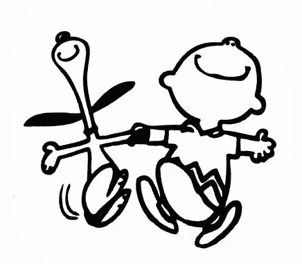 Happy Snoopy and Charlie Brown Die - Cut Vinyl Decal - Black - snoopn4pnuts.com