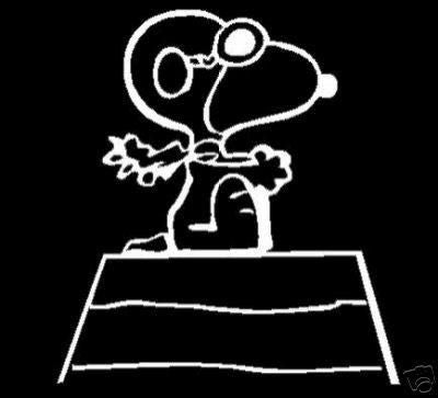 Flying Ace Snoopy On Doghouse Die-Cut Vinyl Decal - White
