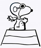 Flying Ace Snoopy on Doghouse Die-Cut Vinyl Decal - Black