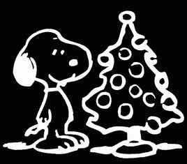 Snoopy Christmas Tree Die - Cut Vinyl Decal - White - snoopn4pnuts.com