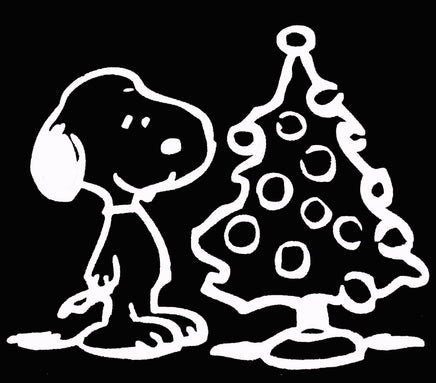 Snoopy Christmas Tree Die - Cut Vinyl Decal - White - snoopn4pnuts.com