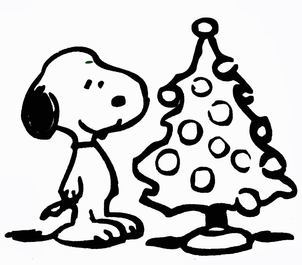 Snoopy Christmas Tree Die-Cut Vinyl Decal - Black