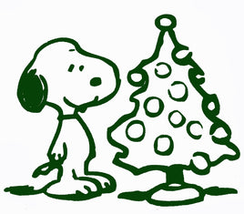 Snoopy Christmas Tree Die - Cut Vinyl Decal - Green - snoopn4pnuts.com