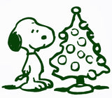 Snoopy Christmas Tree Die-Cut Vinyl Decal - Green
